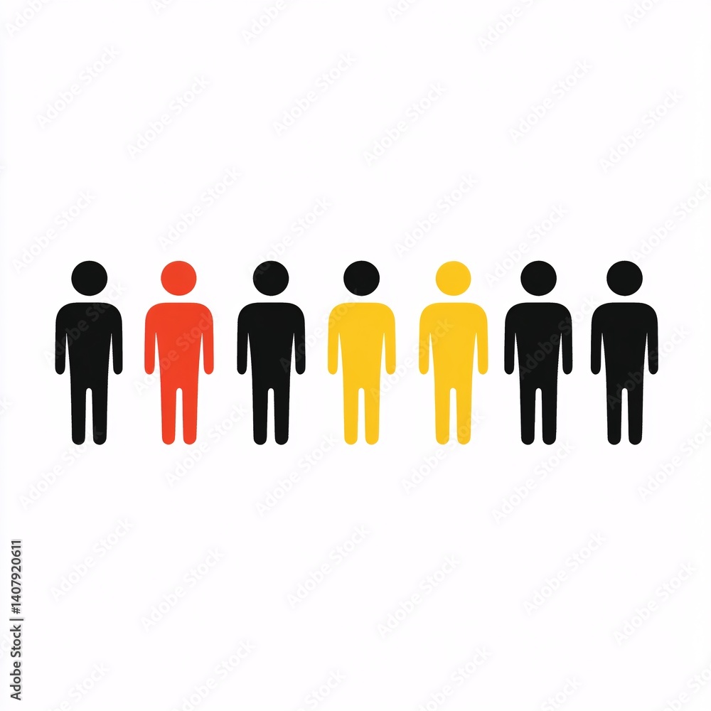 Unique person standing out from crowd, individuality and difference concept Unique person standing out from crowd, individuality and difference concept