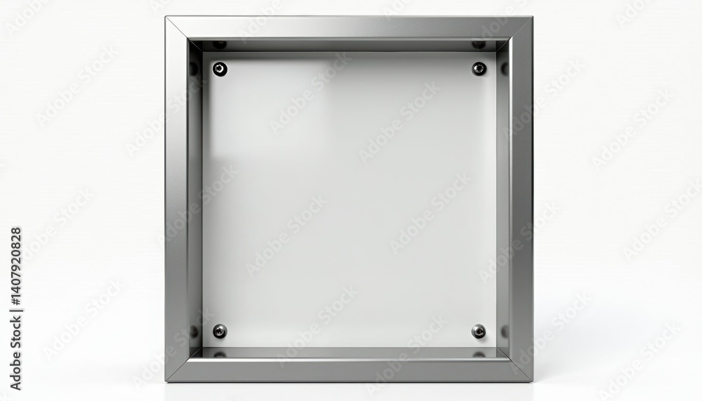 Modern empty display box with a sleek metallic frame Modern empty display box with a sleek metallic frame