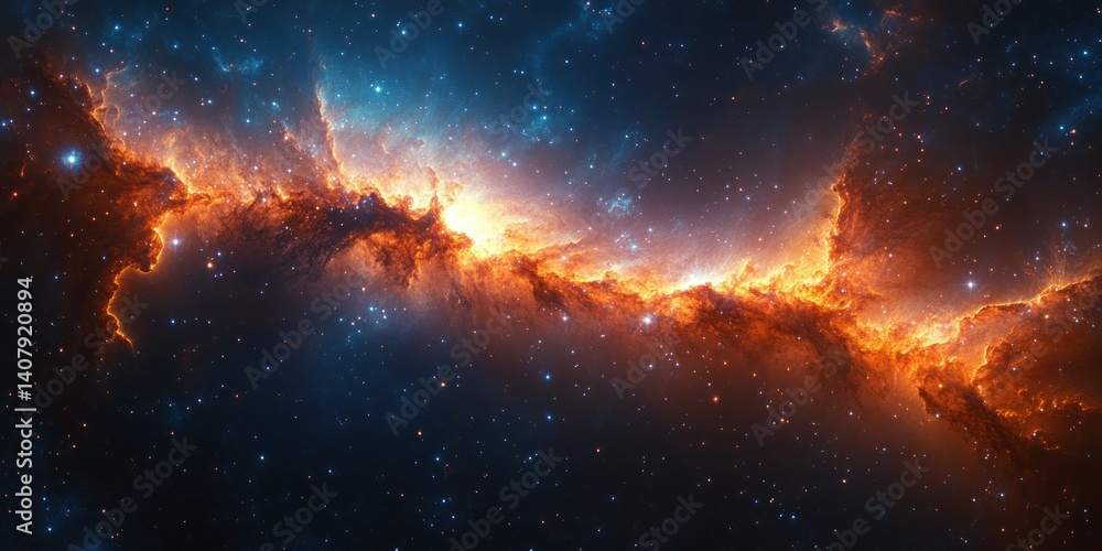 Obraz premium Stunning Milky Way Galaxy Night Sky with Vibrant Stars and Luminous Nebula