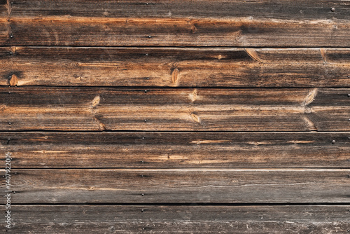 Fototapeta Close-up of old wooden wall texture with visible grain and rustic tones