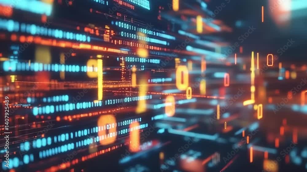 Abstract digital data stream, vibrant colors Abstract digital data stream, vibrant colors