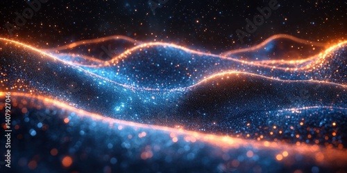 Glowing Blue Energy Wave with Solfeggio Frequencies for Healing and Spiritual Transformation