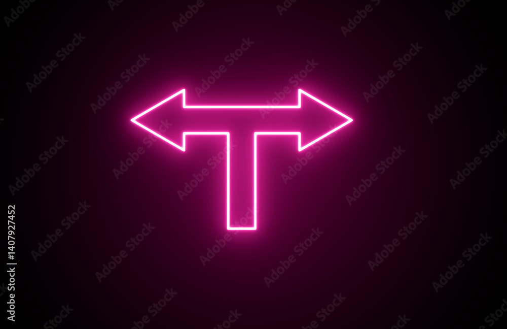 Right, Left, Two Way Arrow icon. Neon road sign. Pink and white Color Bright Arrow icon. Road traffic direction neon right and left arrow. Right, Left, Two Way Arrow icon. Neon road sign. Pink and white Color Bright Arrow icon. Road traffic direction neon right and left arrow.