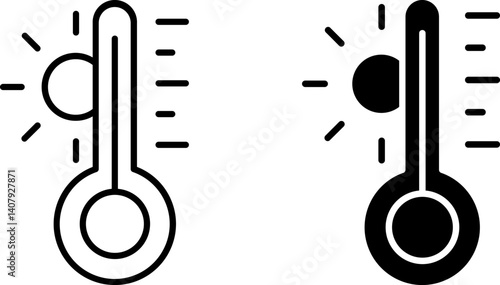 Temperature icon set. Thermometer showing the temperature symbol. Weather sign. Temperature scale icon.
