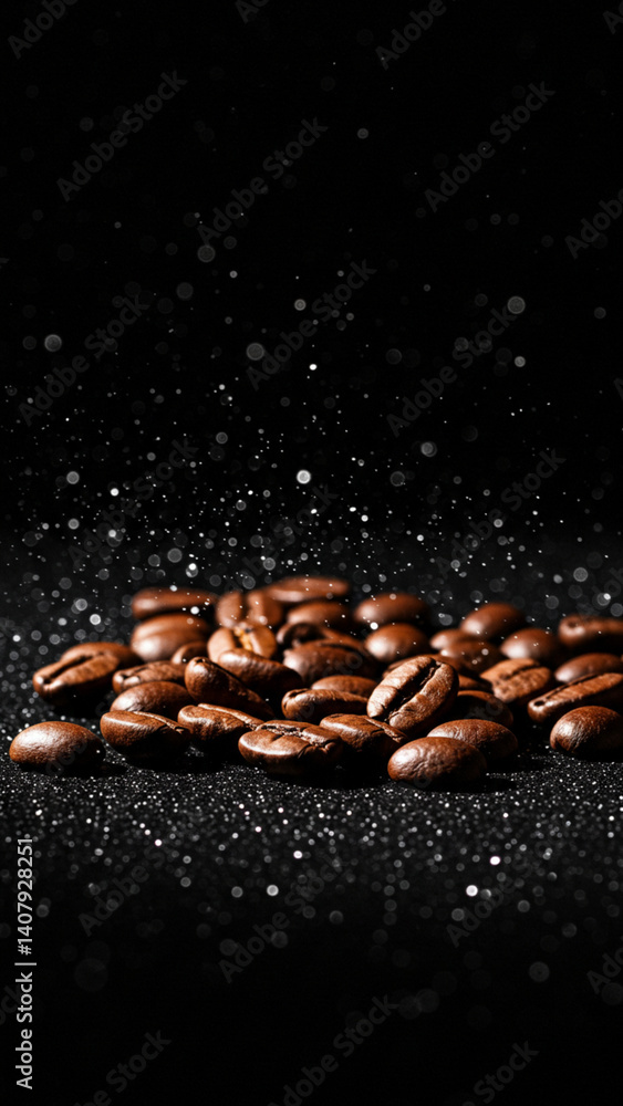 Coffee beans displayed against a dark background Coffee beans displayed against a dark background