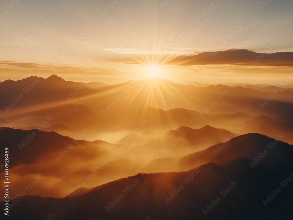 Fototapeta premium A majestic sunrise over mountains nature photography spectacular landscape tranquil environment