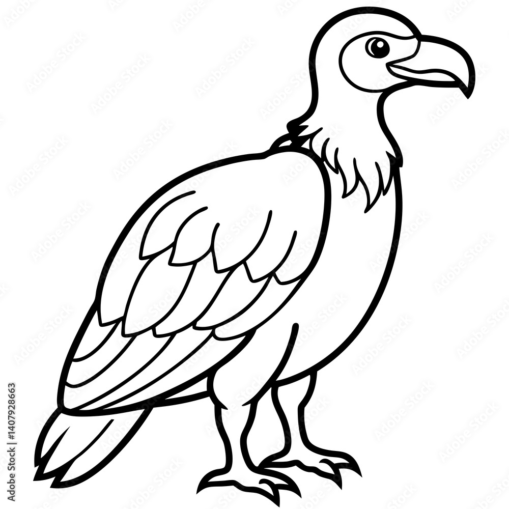 Monochrome Vulture Outline Illustration Monochrome Vulture Outline Illustration