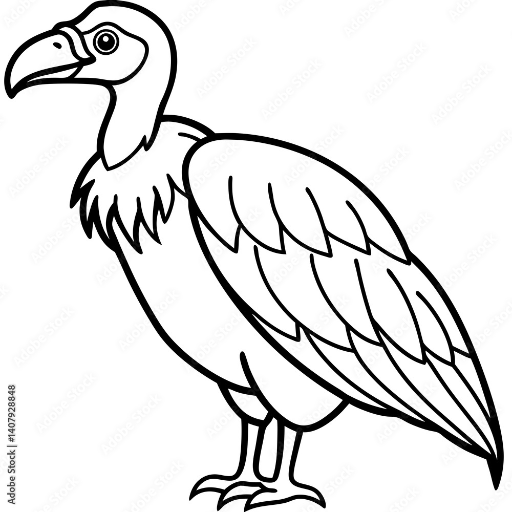 Fototapeta premium Monochrome Vulture Outline Illustration