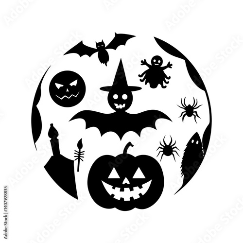Vector Halloween silhouette illustration set