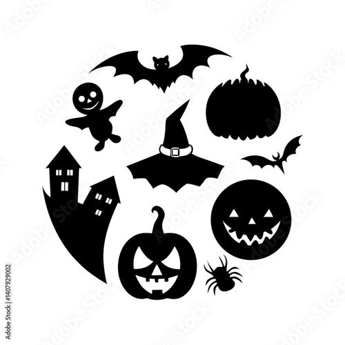 Vector Halloween silhouette illustration set