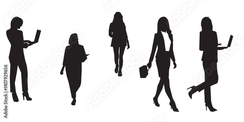 
Businesswoman Silhouette Vector Illustration, this vector illustration features the silhouette of a successful and confident business woman