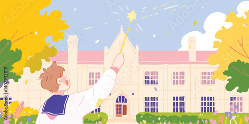 A student joyfully holds a ...