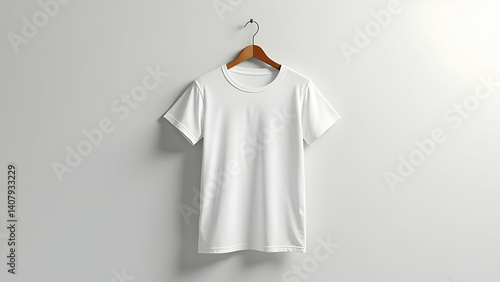 Plain white t shirt on a hanger