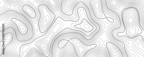 Abstract wavy topographic line background. Seamless pattern and banner design. Modern and dynamic feel to topographic mapping vector illustration.