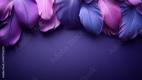 feathers on a purple background suitable for design,copy space mardi gras celebration,photo stock