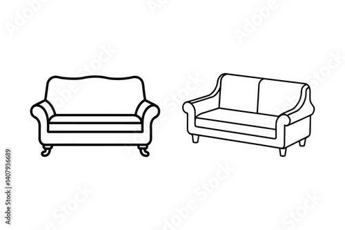 sleeper sofa icon outline vector illustration