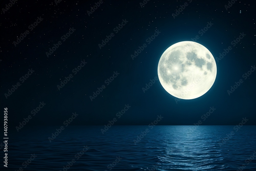 Celestial Night View with Moon, Stars, and Ocean Sparkle Celestial Night View with Moon, Stars, and Ocean Sparkle