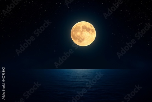 Romantic Celestial Reflection: Moon and Stars on Water