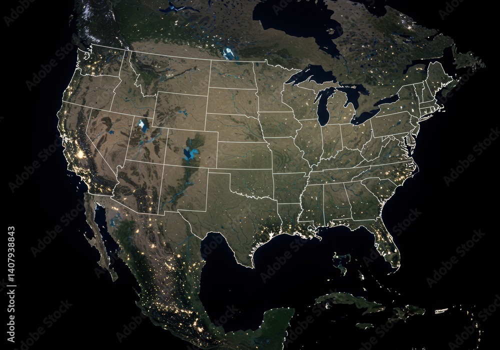 usa map of united states america us