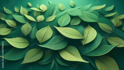 Wallpaper Mural green floating leaves Torontodigital.ca