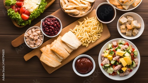 Wallpaper Mural An assortment of bread with sweet red bean, savory cheese, and spiced pork fillings, beautifully arranged on a wooden board. Torontodigital.ca