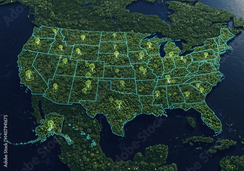 Obraz na płótnie usa map of united states america us w salonie