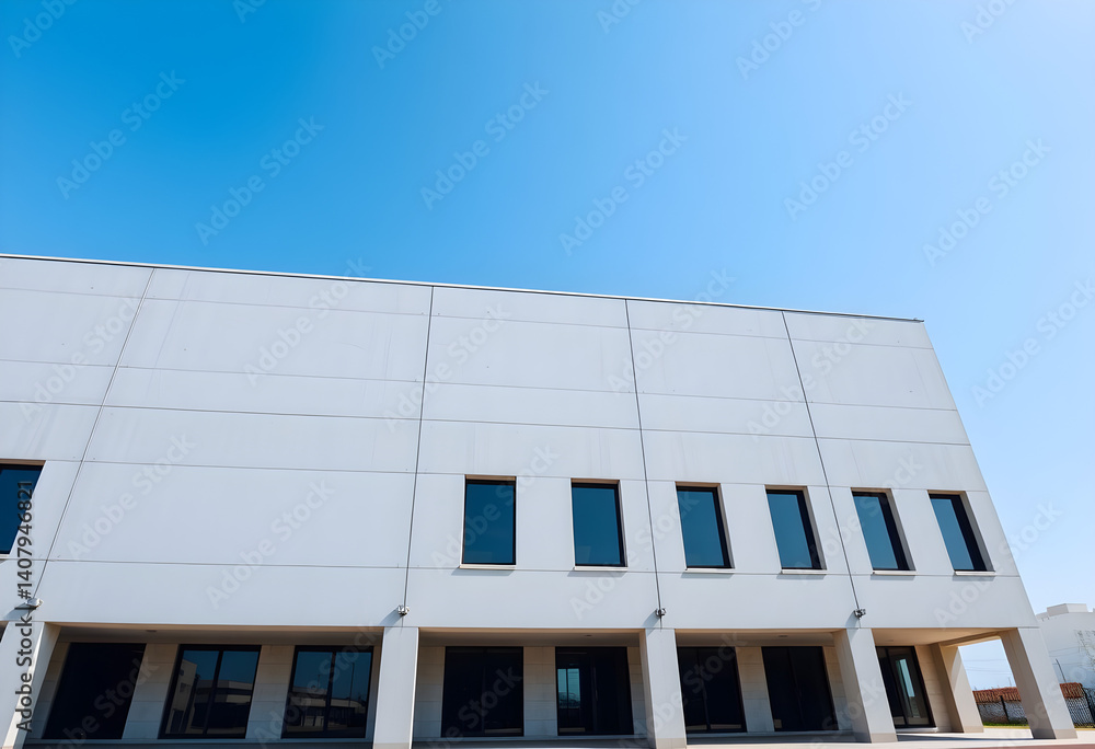 Fototapeta premium large white building with many windows on the side of it