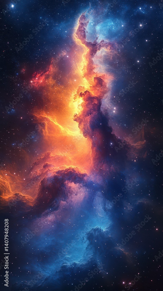 Colorful cosmic nebula illuminated by bright stars in deep space at night Colorful cosmic nebula illuminated by bright stars in deep space at night