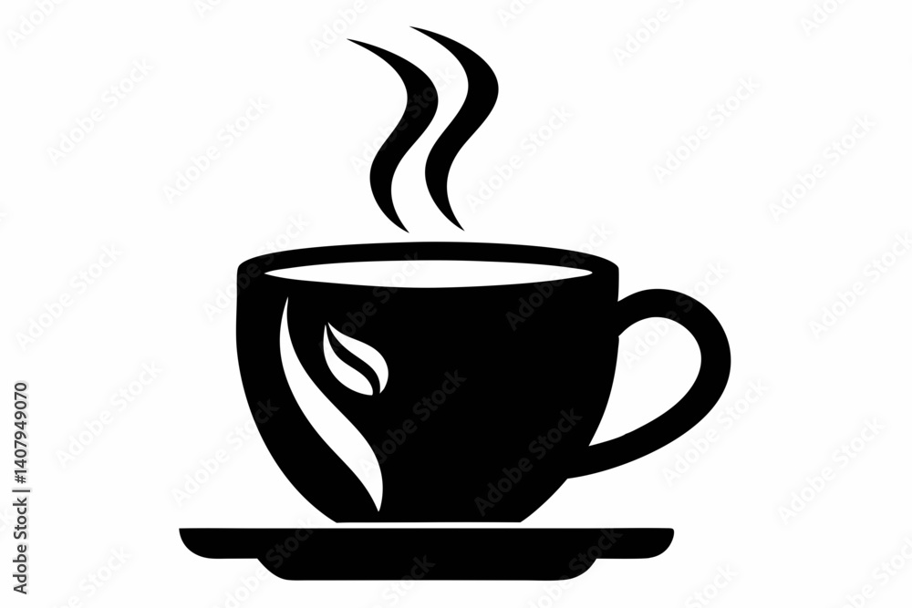 coffee mug with steam design silhouette vector illustration coffee mug with steam design silhouette vector illustration