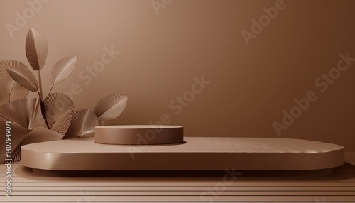 abstract 3d minimal background 3d podium display stand brown background for cosmetics and product presentation 3d rendering illustration