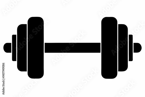 dumbbell single silhouette vector illustration black