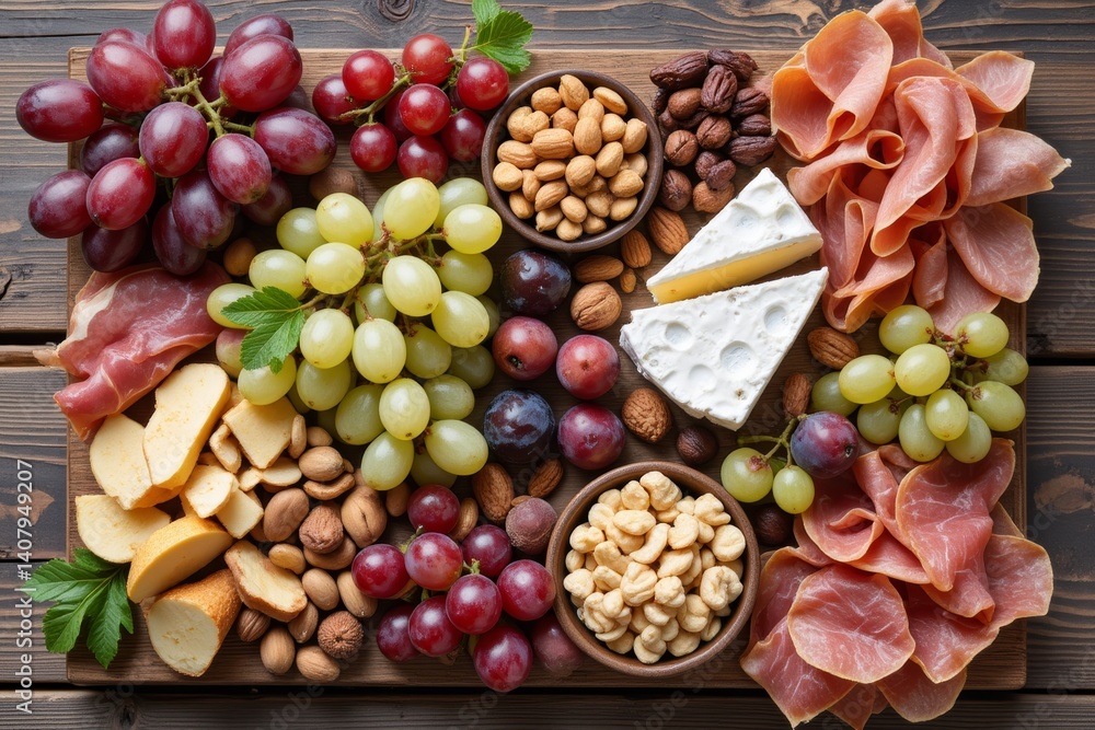 Gourmet Cheese Charcuterie Board with Grapes Nuts and Fruit Gourmet Cheese Charcuterie Board with Grapes Nuts and Fruit