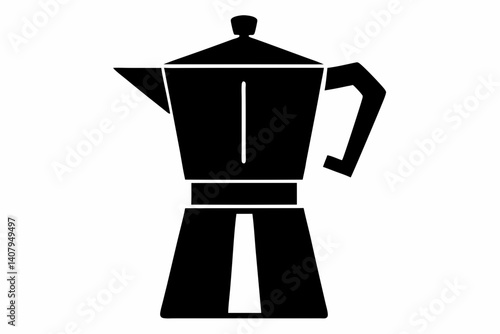 moka pot on stove design silhouette vector illustration