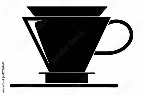 pour over dripper design silhouette vector illustration