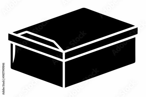 shoebox closed silhouette vector illustration black