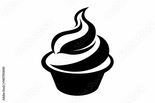 whipped cream swirl on coffee silhouette vector