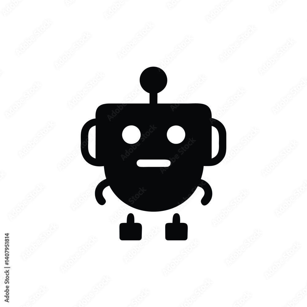 Robot Icon Vector: Cute Automation Symbol Robot Icon Vector: Cute Automation Symbol