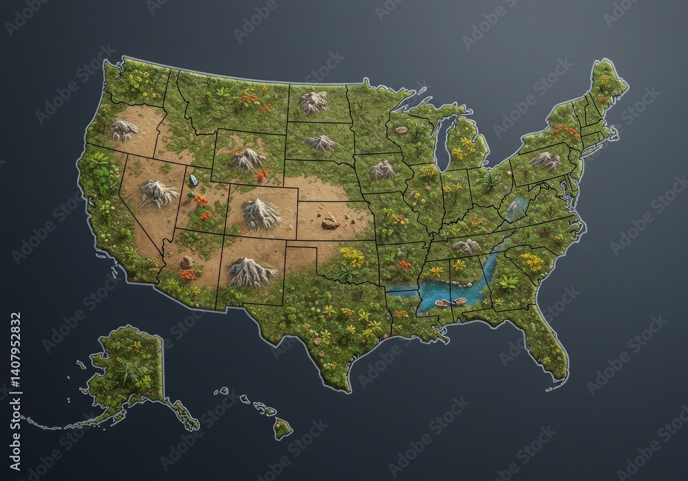 usa map of united states america us