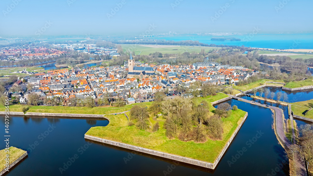 Obraz premium Aerial from the historical city Naarden in the Netherlands