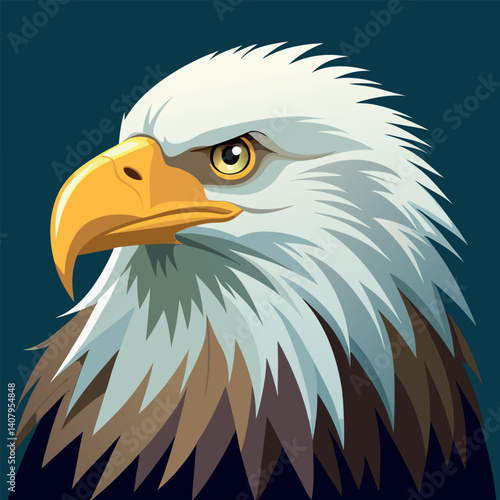 Majestic Bald Eagle Head Profile Vector Illustration