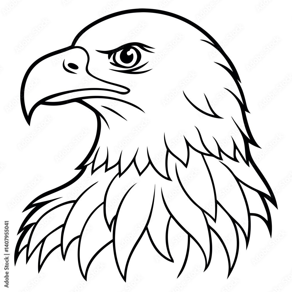 Obraz premium Majestic Bald Eagle Head Line Art Illustration