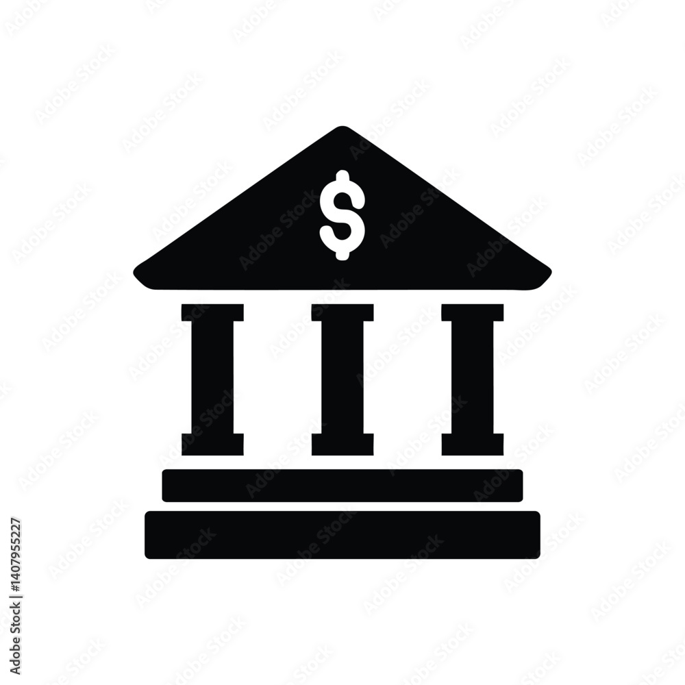 Bank Icon Vector: Finance Building Symbol Bank Icon Vector: Finance Building Symbol