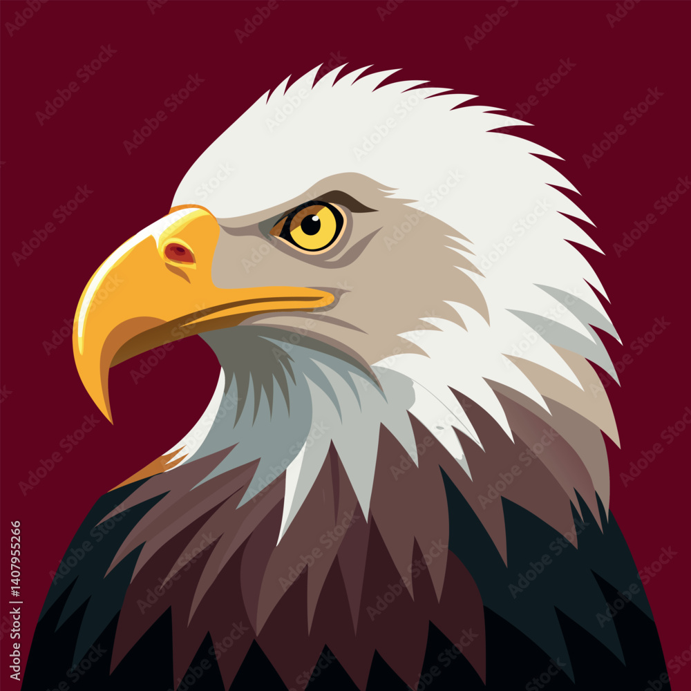 Fototapeta premium Majestic Bald Eagle Head Profile Illustration