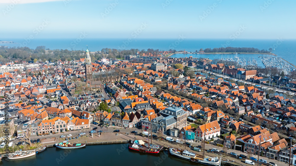 Fototapeta premium Aerial from the historical city Enkhuizen in the Netherlands