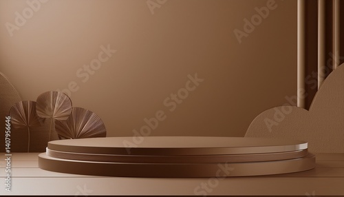 3d abstract background 3d podium with brown background for cosmetic perfume and product presentation 3d rendering illustration