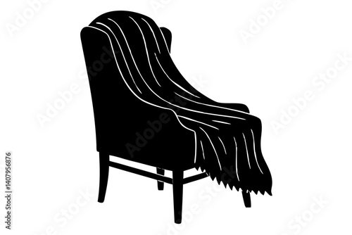 Silhouette of chair with draped blanket vector