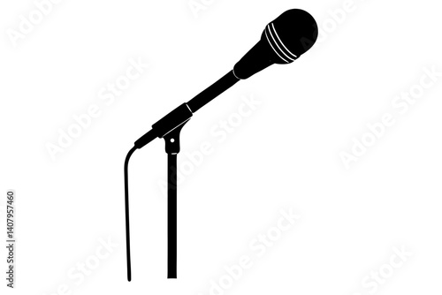 Microphone on stand silhouette vector art