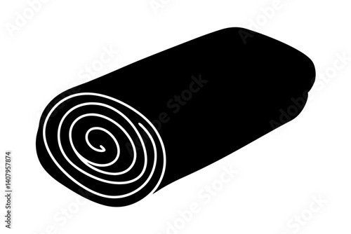 Black silhouette of a rolled up yoga mat