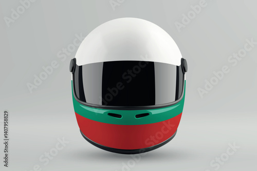 Obraz na płótnie Front view of racing helmet featuring Bulgaria flag colors w salonie