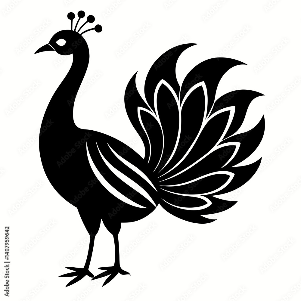 Fototapeta premium Peacock Silhouette – Clean Vector Art